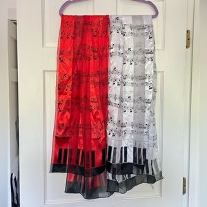 Music scarves set of 2 - red and white - great condition